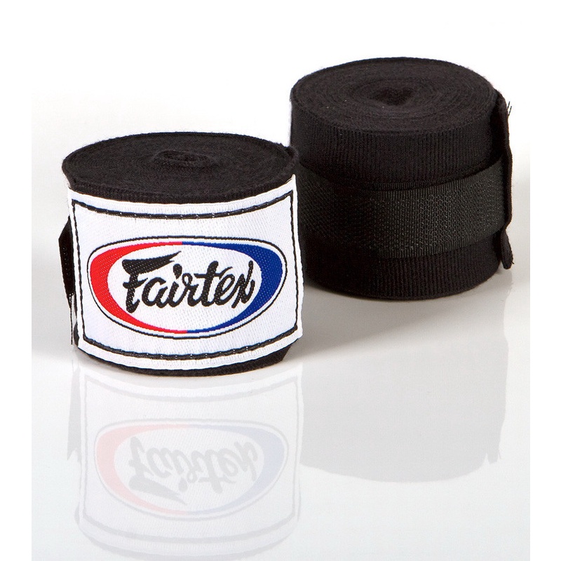 fairtex-ดำ-แฟร์เท็กซ์-ผ้าพันมือมวยไทย-คอตตอน-ไนล่อน-black-hand-wraps-elastic-nylon-cotton-ชกมวย-ออกกำลัง