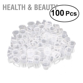 สินค้า Health & beauty 100Pcs/Set Tattoo Ink Cap Cup Pot Medium Large Plastic Microblading Pigment Accessories Holder