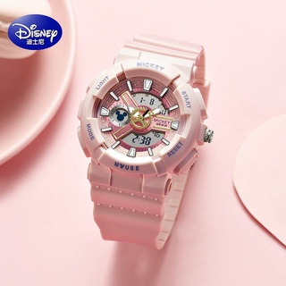 Disney นาฬิกาข้อมืออะนาล็อก เรืองแสง กันน้ํา ลายมิกกี้เมาส์ สีชมพู สําหรับเด็กผู้หญิง นักเรียนมัธยมปลาย