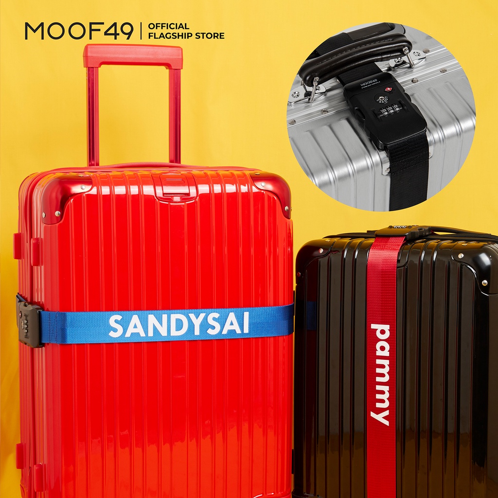 MOOF49 สายรัดกระเป๋าสกรีนชื่อตัวล็อคระบบTSA (TSA Luggage Strap