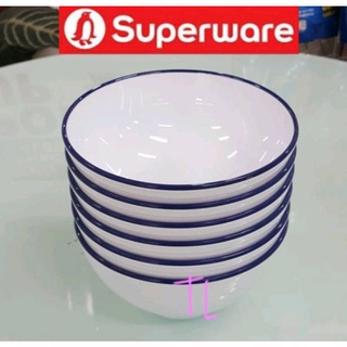 ชาม 6 นิ้ว 6 ชิ้น ลายบลูลิม  Superware ซุปเปอร์แวร์เกรดA เมลามีน100%