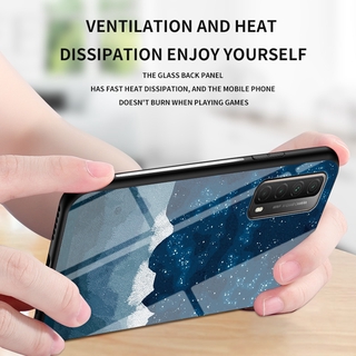 เคสโทรศัพท์ Huawei Y7a Casing Hard Glass Phone Case Color Starry Sky Pattern Glossy Anti-scratch Back Cover เคส