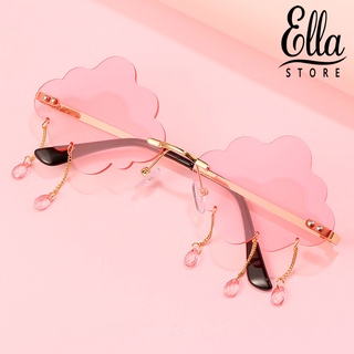 Ellastore123 แว่นตากันแดด ทรงเมฆ โลหะ ป้องกันรังสียูวี สําหรับผู้หญิง และผู้ชาย