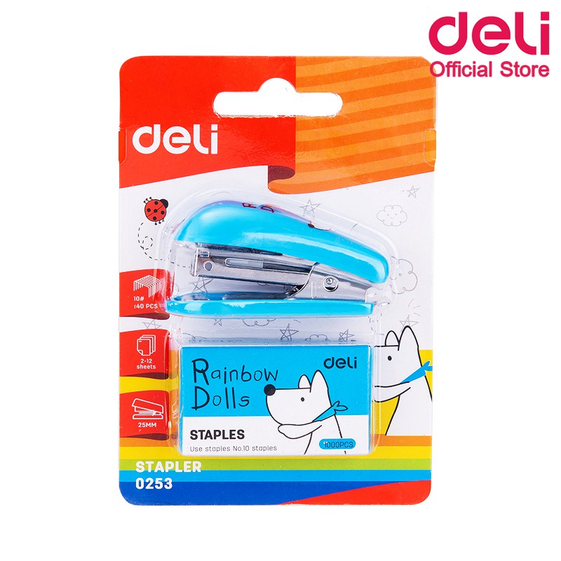 ชุดเย็บกระดาษมินิ-เบอร์-10-แถมฟรีลวดเย็บ-1-กล่อง-deli-0253-mini-stapler-10