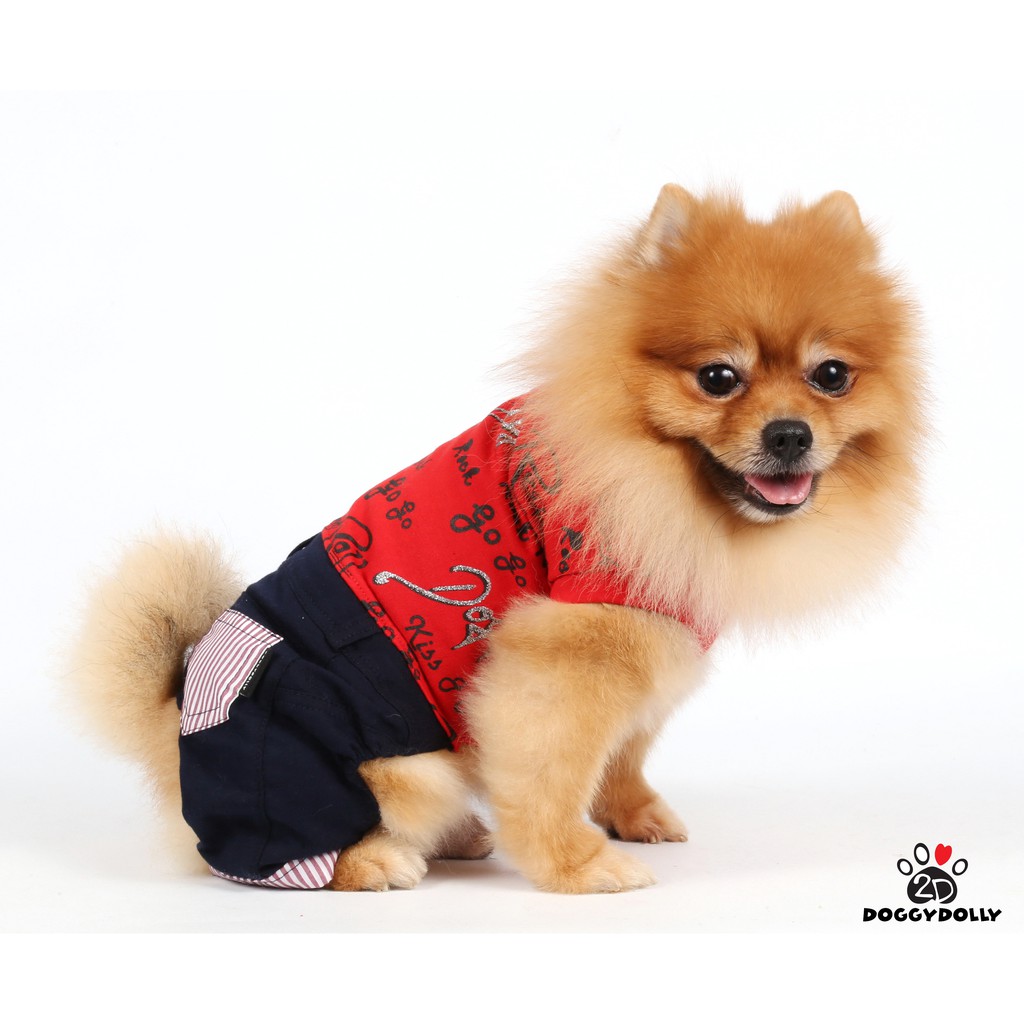 pet-clothes-เสื้อผ้าแฟชั่น-สัตว์เลี้ยง-สุนัข-หมาแมว-ชุดกางเกงผ้า-สี่ขา-สีแดง-กรม-ขนาดไซส์-1-9-โล-c143