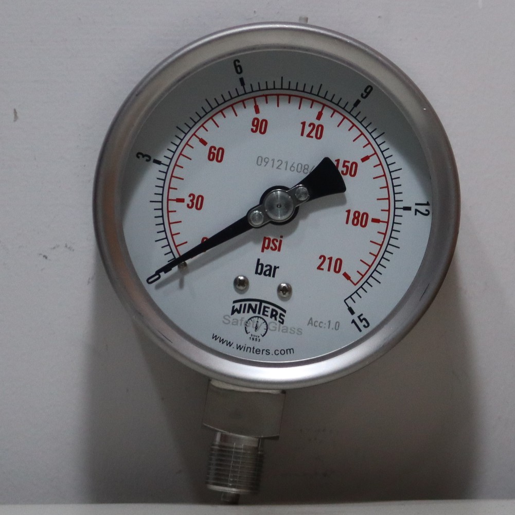 Pressure Gauge SS316 4" , 3/8" BSP , 015 bar/psi Shopee Thailand