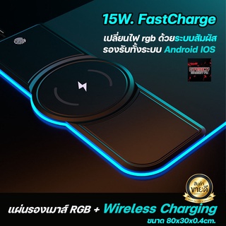 ภาพหน้าปกสินค้า[ลด65.-โค้ดEGM883]แผ่นรองเมาส์ชาร์จไร้สาย RGB Wirelesscharging mousepad ขนาด80x30cm ระบบfastcharge ใช้ได้android ios ที่เกี่ยวข้อง