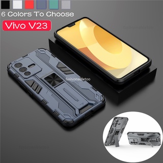 เคสโทรศัพท์มือถือ กันกระแทก พร้อมตัวยึดแม่เหล็ก ป้องกันกล้อง สําหรับ Vivo V23 pro V21E V 23 V 21E 4G 5G