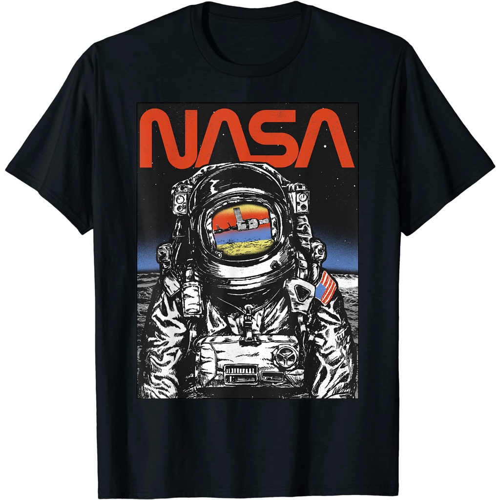 nasa-เสื้อยืดนักบินอวกาศเสื้อยืดแขนสั้นหลวมคู่รักสวมผ้าฝ้ายผู้ชายและผู้หญิง-สุดแนว-เสื้อยืดแนวสตรีท-ลายอวกาศ-เสื้อแฟชั่