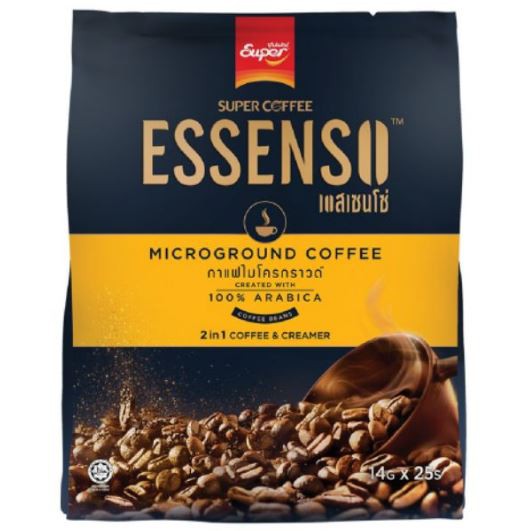 พร้อมส่ง-เอสเซนโซ่-2in1-กาแฟปรุงสำเร็จ-ชนิดผง-ขนาด-14กรัมต่อซอง-แพ็คละ25ซอง-essenso-microground-14g-b-25bag-pack