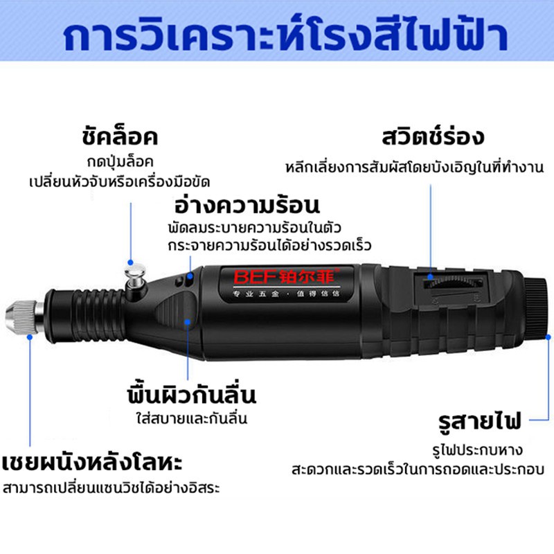 ส่งจากไทย-เครื่องเจียร์ไฟฟ้า-25อุปกร-miniปรับความเร็วได้