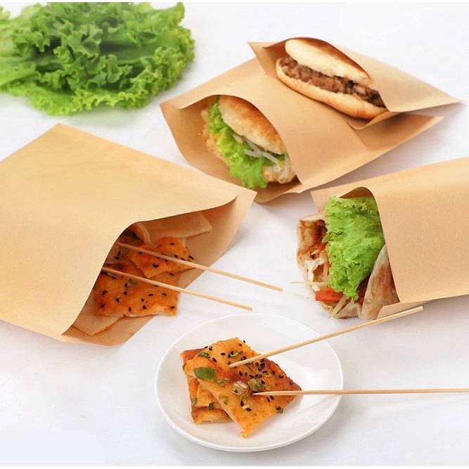 food-grade-ซองกระดาษเคลือบกันน้ำ-น้ำมัน-สำหรับใส่อาหารทอด-อบ-ย่าง-แพ็ค-100-ชิ้น
