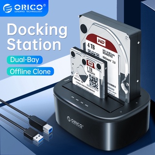 สินค้า Orico แท่นวาง HDD คู่ พร้อมออฟไลน์โคลน SATA เป็น USB 3.0 สําหรับ 2.5 3.5 SSD HDD