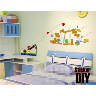 SALE Transparent Wall Sticker สติ๊กเกอร์ติดผนัง Angry Bird ประจัญบาน (กว้าง165cm.xสูง70cm.)