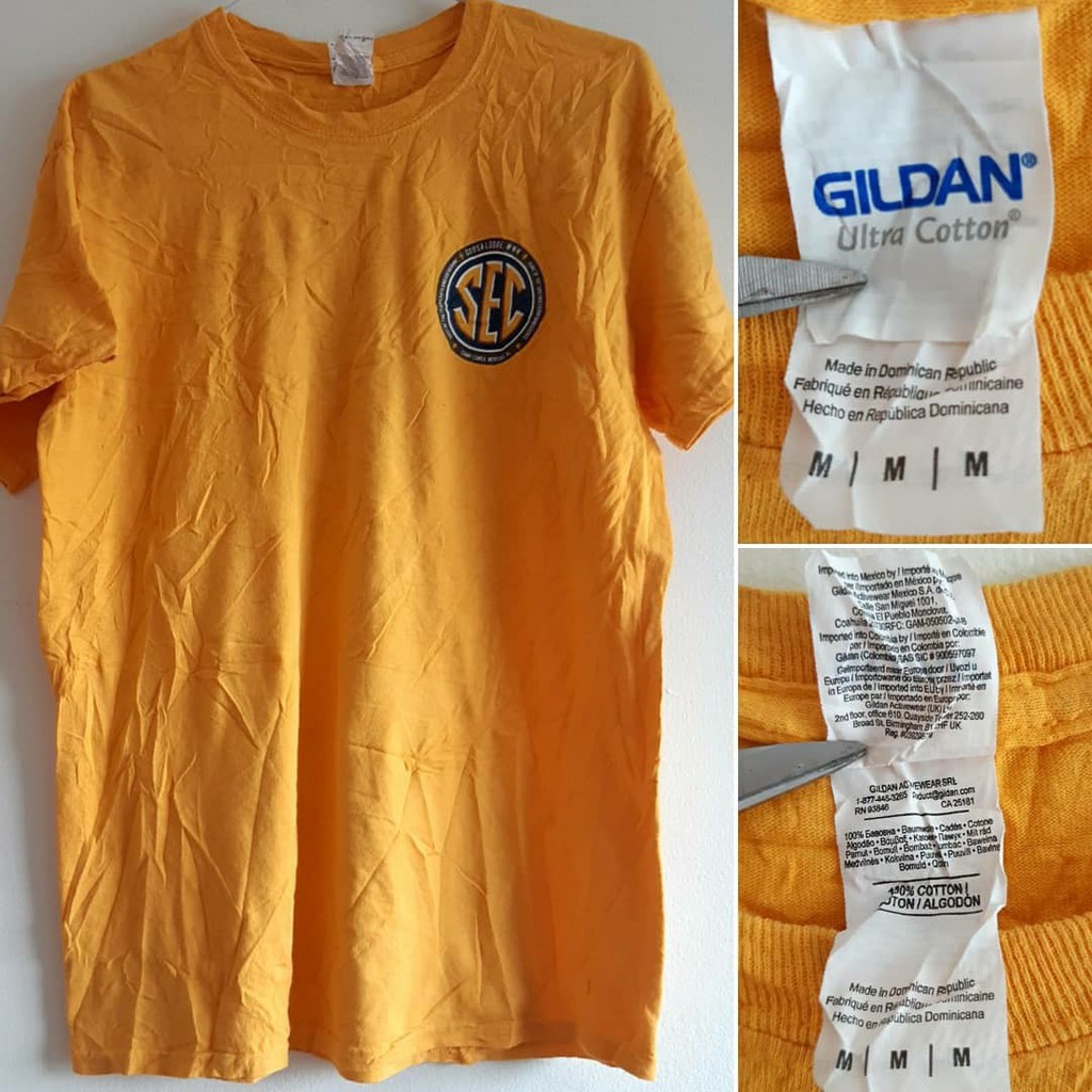 GILDAN Ultra Cotton (cotton 100) สีเหลืองสวยมาก สกรีนเล็กน้อยด้านหน้า
