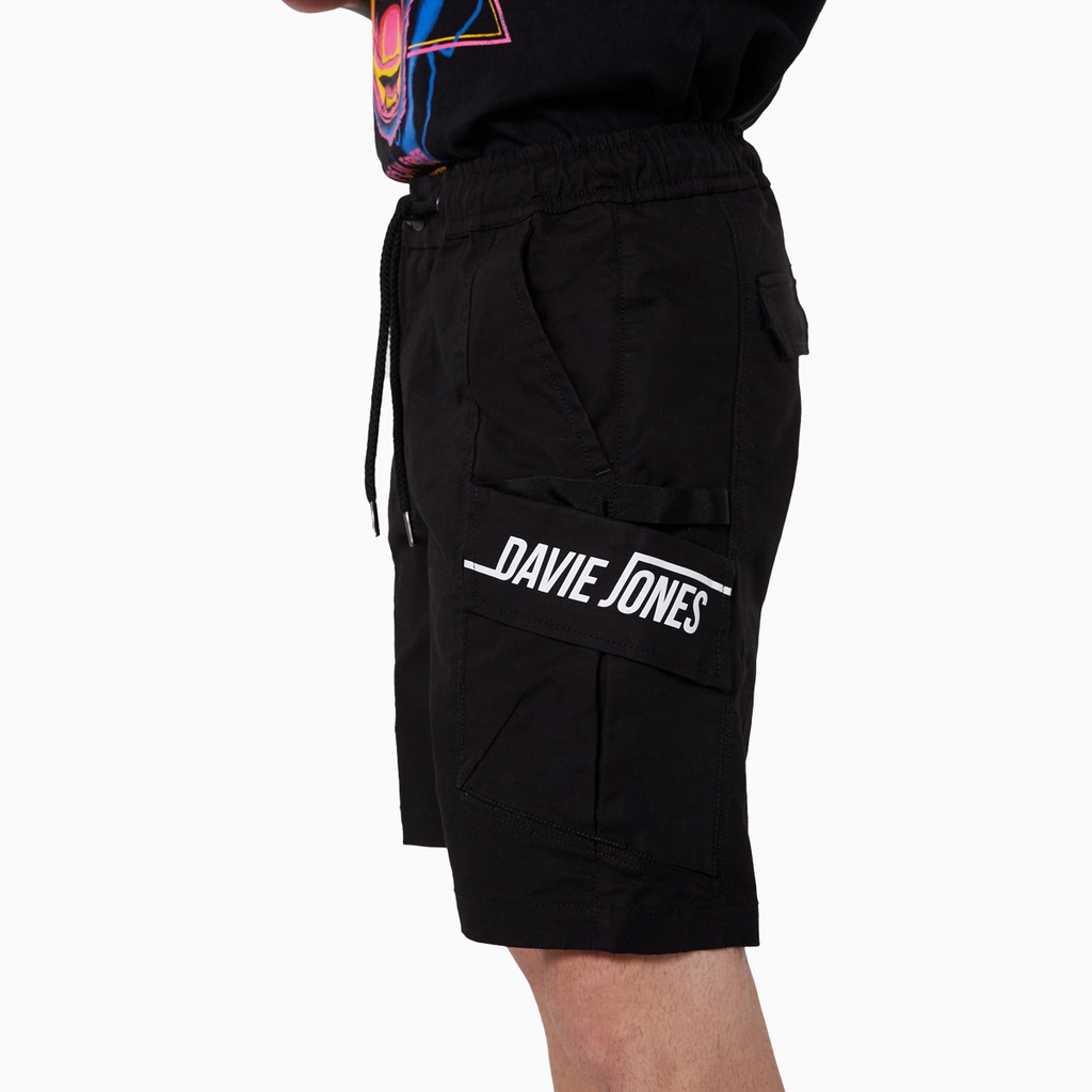 davie-jones-กางเกงขาสั้น-ผู้ชาย-เอวยางยืด-สีเทา-สีดำ-elasticated-shorts-in-grey-black-sh0012gy-bk