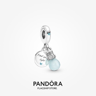 Pandora หลอดไฟ แบบห้อยคู่ เรืองแสงในที่มืด เครื่องประดับเงิน y806