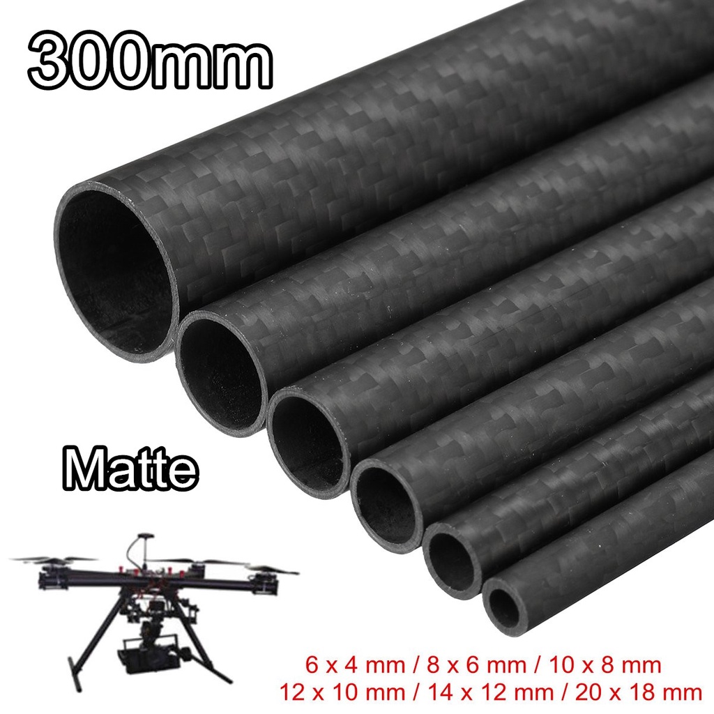 Tube Rond En Fibre De Carbone 12x10x500mm (3K) - Lot De 2 Pièces Pour RC, Drones