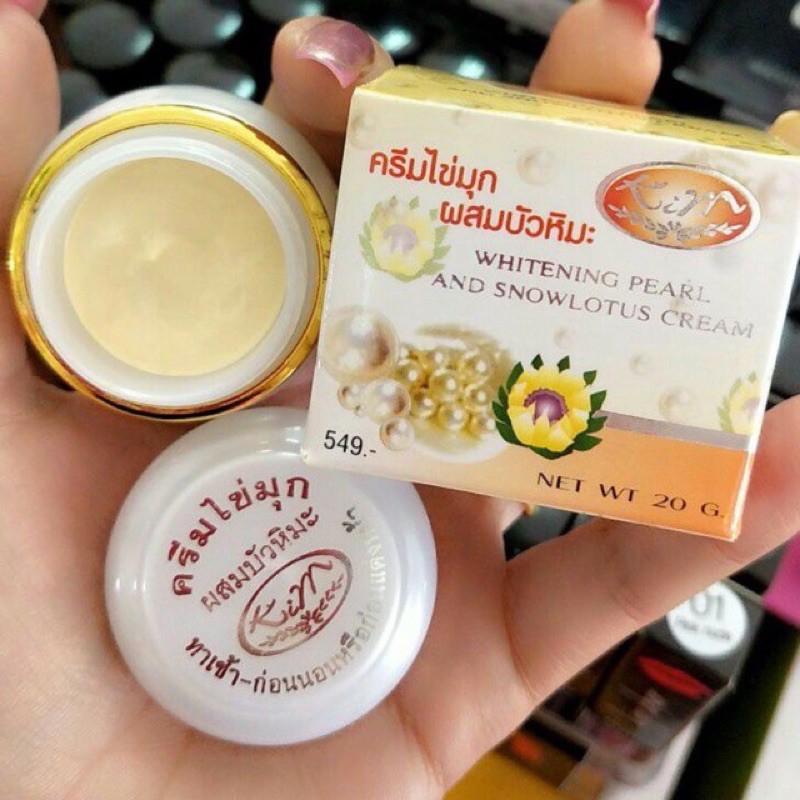 ครีมไข่มุกคิม-kim-ผสมบัวหิมะ-20g-ลดสิวฝ้า-หน้าขาวใส-ของแท้100