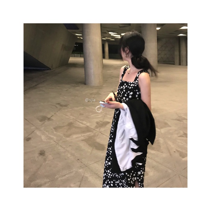 พร้อมส่ง-daisy-black-dress-c2770-เดรสสายเดี่ยวหนา-เดรสยาวมินิมอล