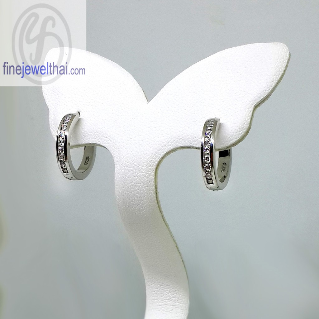 finejewelthai-ต่างหู-ต่างหูเพชร-ต่างหูเงิน-เพชรสังเคราะห์-เงินแท้-diamond-cz-silver-earring-e2188cz