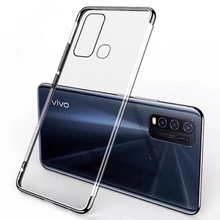 [ส่งจากไทย] Case Vivo Y76,Y15S 2021,V23E เคสเคสโทรศัพท์ วีโว่ เคสนิ่ม TPU เคสใสขอบสี เคส สีดำ สีแดง เคสสวยและบาง