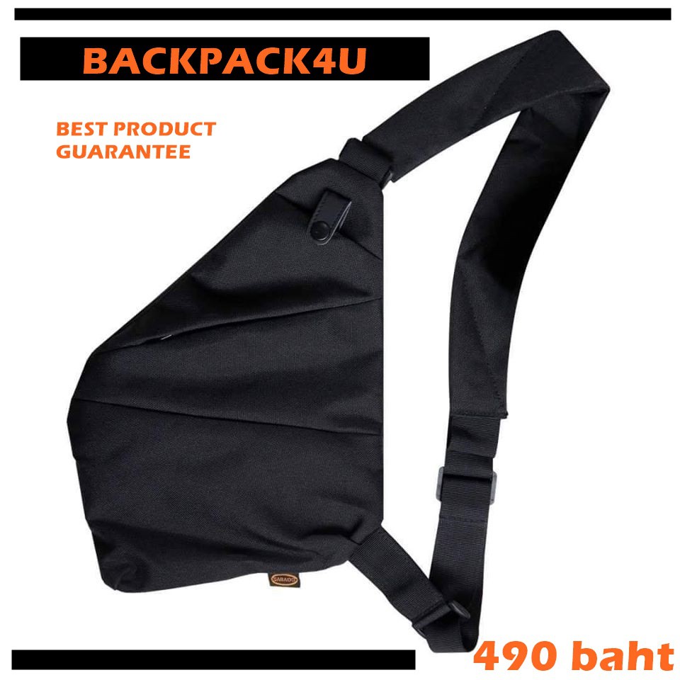 กระเป๋าสะพายข้างหรือสะพายเฉียง-backpack4u-สะพายเฉียง-จุเยอะผ้ากันน้ำ-สีดำสวยงาม-ผ้าcordura-แท้