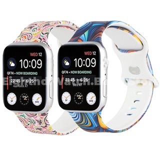 สายนาฬิกาข้อมือซิลิโคน ลายผีเสื้อ สําหรับ Smart Watches Series7 6 SE 5 4 3 2 1 ขนาด 41 มม. 45 มม. 44 มม. 42 มม. 40 มม. 38 มม.
