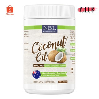 น้ำมันมะพร้าวสกัดเย็น (NBL) coconut oil 365 ซอฟเจล น้ำมันมะพร้าวออสเตรเลีย 1000 mg.  แท้100%