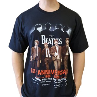 เสื้อยืดผ้าฝ้ายพรีเมี่ยม เสื้อยืดสีดำวงร็อค THE BEATLES TDM 1740