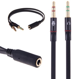 3.5mm Stereo Female to 2 Male Headset Mic Y Splitter Audio Adapter For PC Cable C2J8