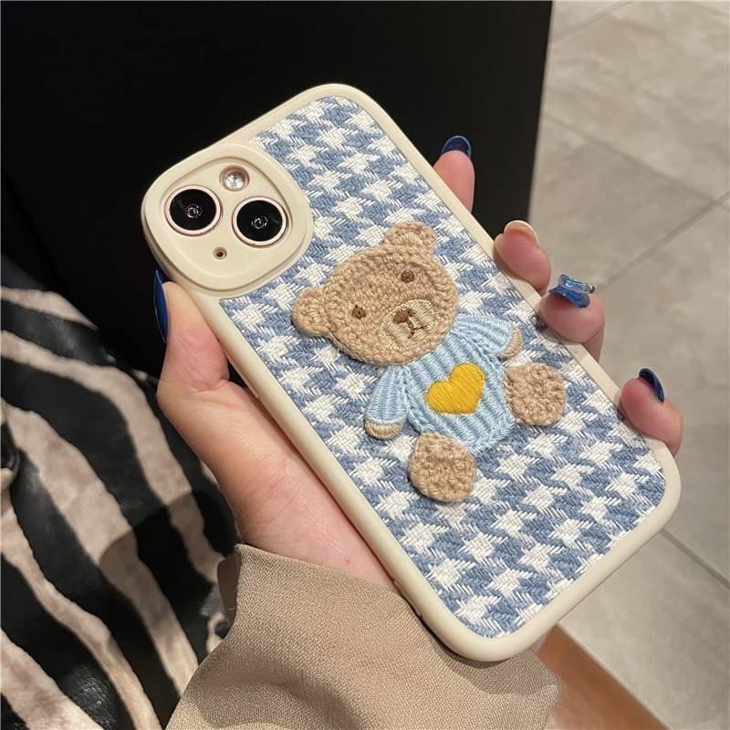 เคสโทรศัพท์-เคสงานปัก-หมีปักไหมพรม