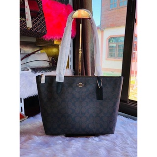 COACH ZIP TOP TOTE IN SIGNATURE CANVAS C4455