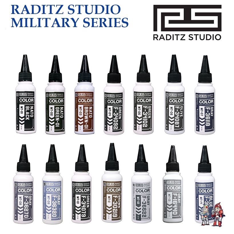 สีแอร์บรัช [RADITZ STUDIO] GLOSSY No.MT01-MT14 MILITARY COLOR SERIES ...