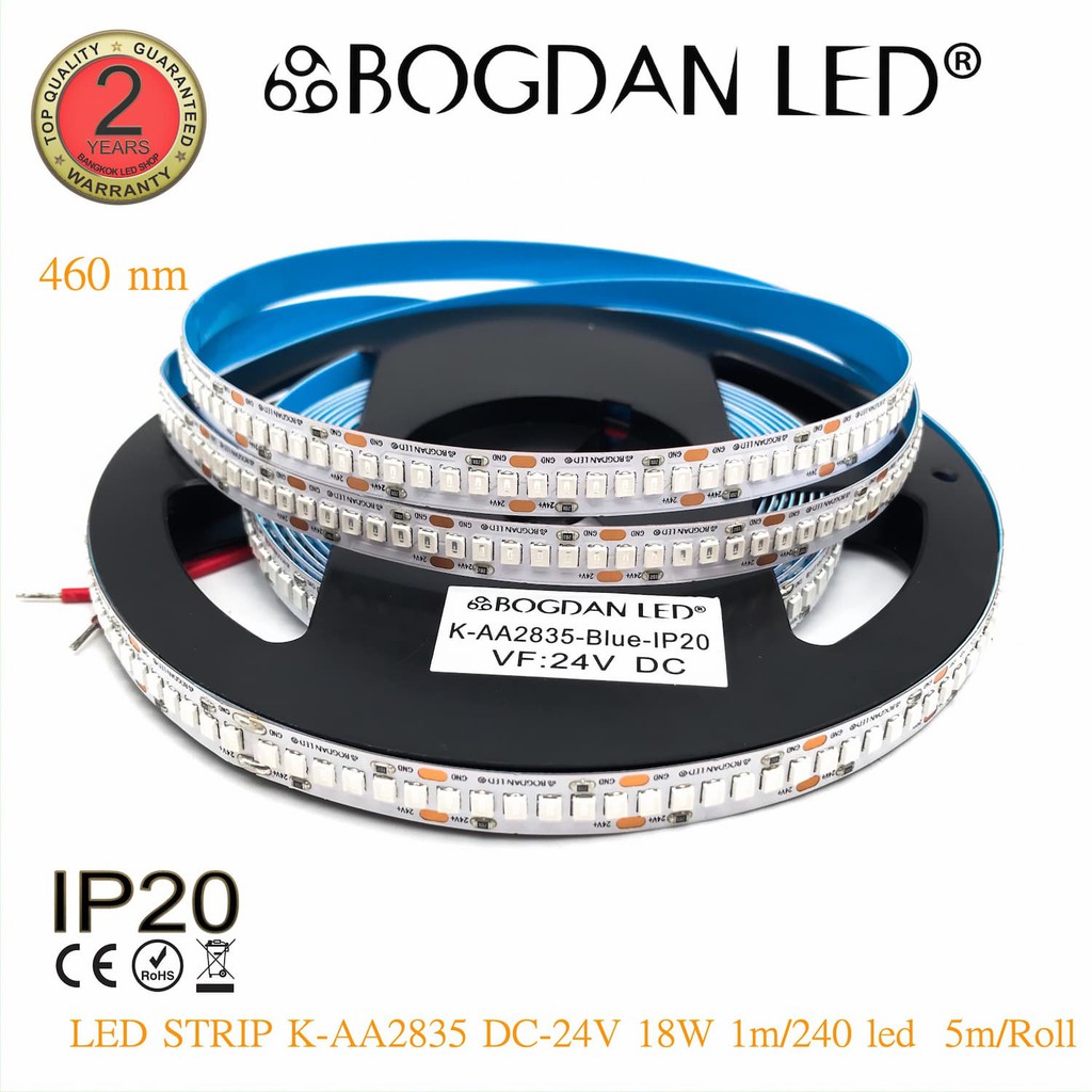 led-strip-k-aa2835-240-blue-dc-24v-18w-1m-ip20-ยี่ห้อbogdan-led-แอลอีดีไฟเส้นสำหรับตกแต่ง-1200led-5m-90w-5m-grade-a