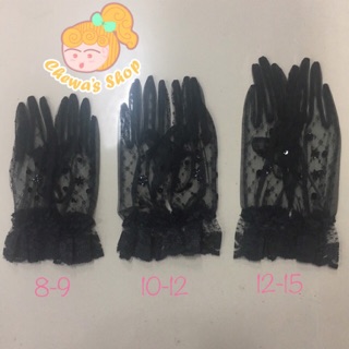 ถุงมือลูกไม้มีเลื่อม สีดำ