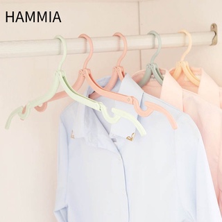 HAMMIA ไม้แขวนเสื้อพับได้ ไม้แขวนเสื้อพลาสติก พับได้ ป้องกันการลื่น แบบพกพา ราวแขวนผ้าสวยๆ