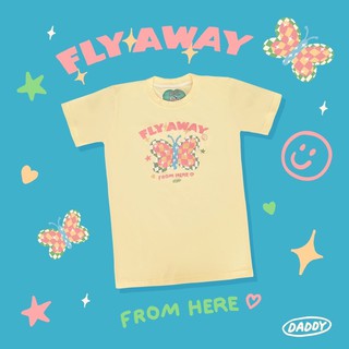 DADDY | Fly Away from here T-Shirt เสื้อยืด สกรีนลายผีเสื้อ สีเหลือง