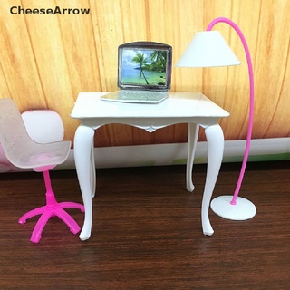 Cheesearrow ของเล่นเฟอร์นิเจอร์ เก้าอี้คอมพิวเตอร์ โต๊ะทํางาน สําหรับตุ๊กตา 4 ชิ้น ต่อชุด