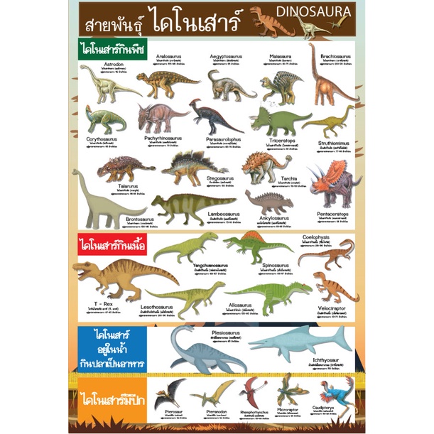 ภาพหน้าปกสินค้าโปสเตอร์ พันธุ์ไดโนเสาร์ จากร้าน dunamis.revi บน Shopee