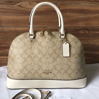 Coach โดม ใบใหญ่มีสายยาวสะพายข้างลายCขาว