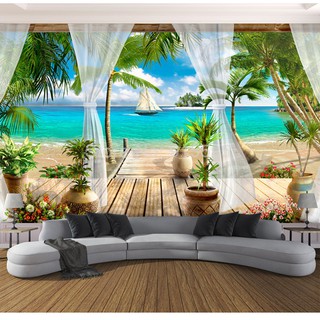 Annagood วอลล์เปเปอร์ ลายวิวทะเลทราย 3D สําหรับติดตกแต่งผนังบ้าน ห้องนอน ห้องนั่งเล่น โซฟา พื้นหลังทีวี 3D