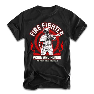 เสื้อยืดผู้ชายเสื้อยืดลําลอง แขนสั้น พิมพ์ลาย Fire fighter Pride and Honor คุณภาพสูง สวมใส่สบาย แฟชั่นสําหรับผู้ชาย