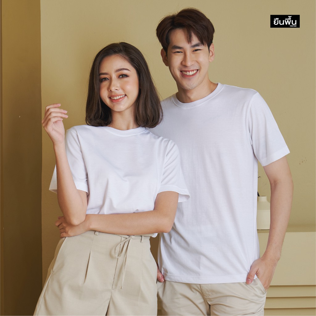 yuenpuen-ยืนพื้นผ้านุ่ม-เสื้อยืดเปล่า-เสื้อยืดสีพื้น-เสื้อยืดคอกลม-สีขาว-ใส่สบายๆ