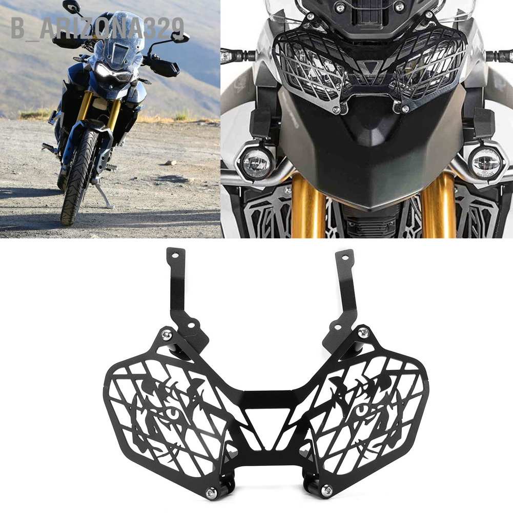 b-arizona329-motorcycle-front-headlight-mesh-grill-protective-cover-black-aluminium-alloy-replacement-for-triumph-tiger-900-2020-2021