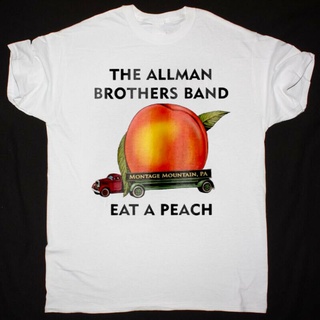 เสื้อยืดผ้าฝ้ายCOTTON เสื้อเชิ้ต พิมพ์ลาย The Allman Brothers Band Eat A Peach สีขาว สําหรับผู้ชาย และผู้หญิง ไซซ์ S - 3