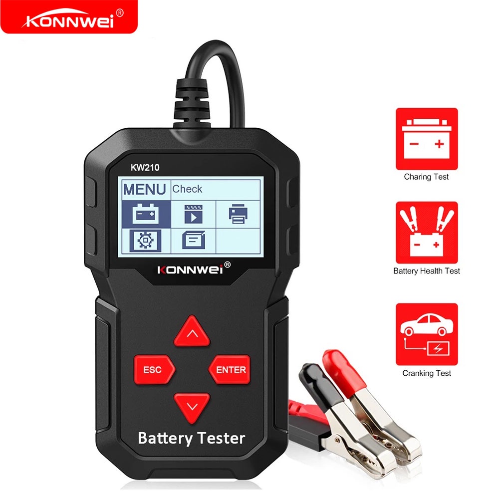Konnwei KW210 เครื่องวิเคราะห์แบตเตอรี่รถยนต์อัจฉริยะ 12V | Shopee Thailand