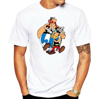 เสื้อยืดผ้าฝ้ายพรีเมี่ยม เสื้อยืดลําลอง ผ้าฝ้าย แขนสั้น พิมพ์ลาย Asterix Obelix 3 มิติ สวมใส่สบาย สําหรับผู้ชาย