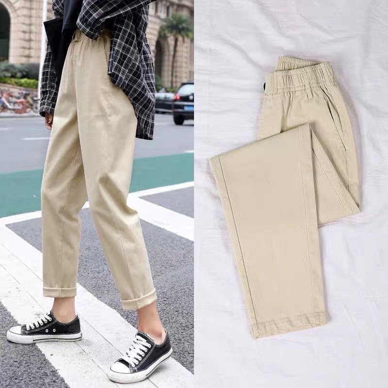 กางเกงผู้หญิง-กางเกงขายาว-ผ้านิ่มใส่สบาย-กางเกงแฟชั่นกางเกงผู้หญิงทรงเกาหลี-ฟรีไซด์เอวยืดไซด์ใหญ่-ทรงวัยรุ่น-รุ่น8807