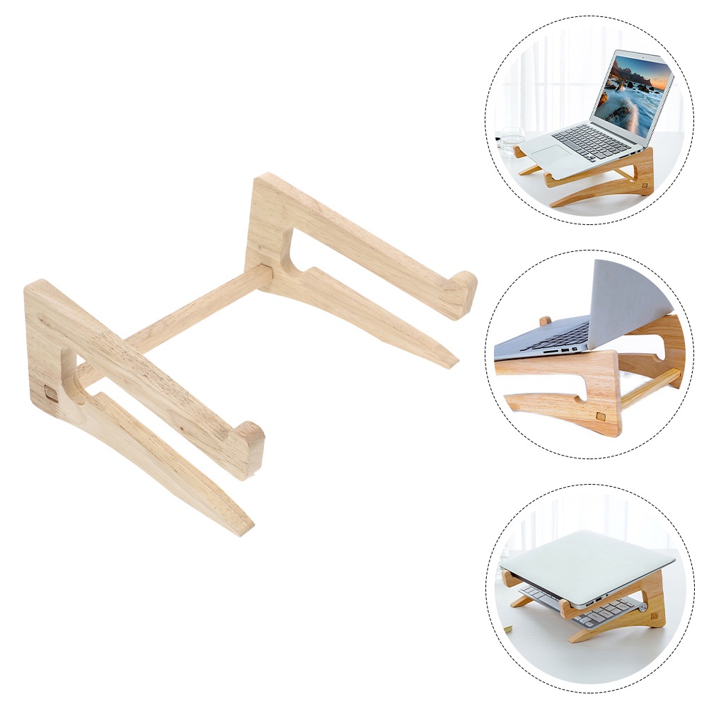Laptop Stand Keyboard Deskholder Computer Wooden Riser Notebook Wood